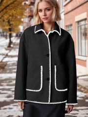 Contrast Trim Drop Shoulder Outerwear