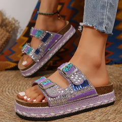 Women's Slip-On Platform Sandals, Comfortable and Stylish Outdoor Shoes