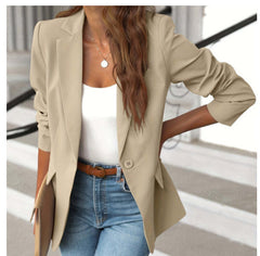 Women’s Lapel Button Casual Commuter Long-Sleeve Suit Jacket