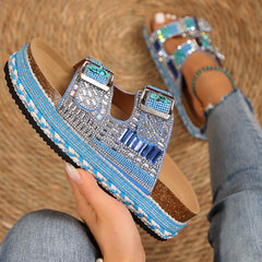 Women's Slip-On Platform Sandals, Comfortable and Stylish Outdoor Shoes