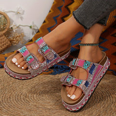 Women's Slip-On Platform Sandals, Comfortable and Stylish Outdoor Shoes