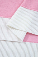 Stripe Colorblock Collared Drop Shoulder Sweater