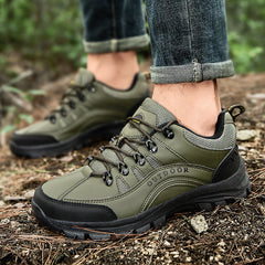 Men’s Autumn Winter Leather Low-Top Hiking Sneaker Boots Outdoor Shoes