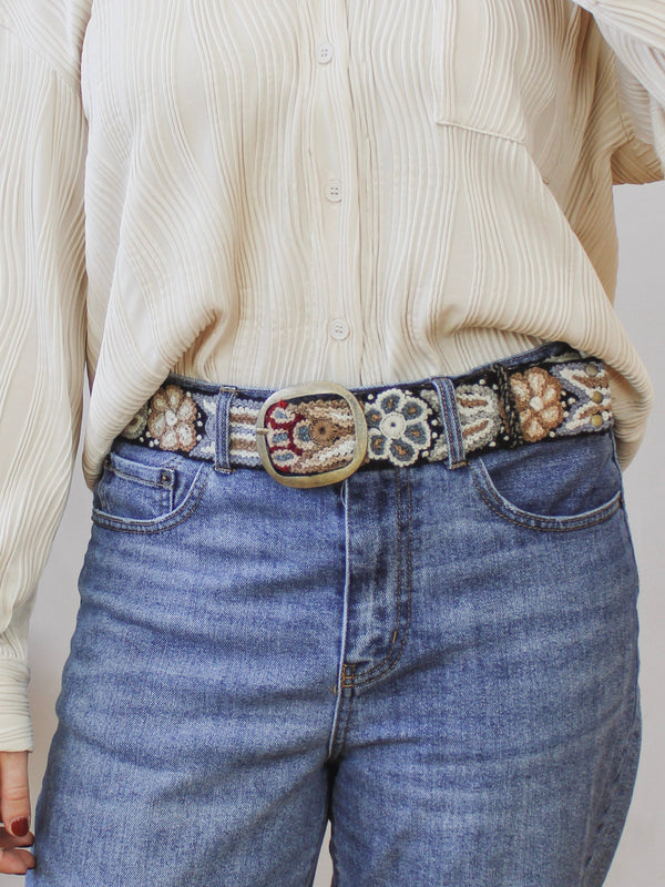 Café Embroidered Belt