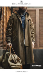 Men’s Maden Retro M51 Hooded Cotton Windbreaker Mid-Length Jacket