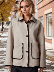 Contrast Trim Drop Shoulder Outerwear