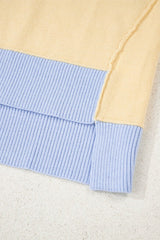 Stripe Colorblock Collared Drop Shoulder Sweater