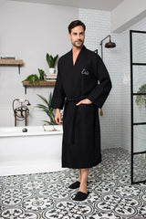 Waffle Spa Bathrobe for Men -  Absorbent, Lightweight