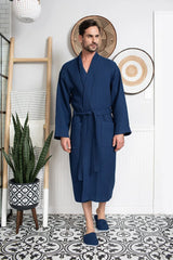 Waffle Spa Bathrobe for Men -  Absorbent, Lightweight