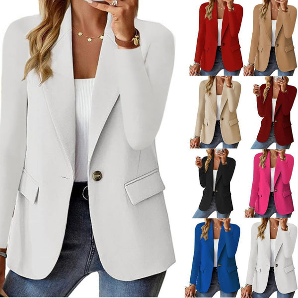 Women’s Lapel Button Casual Commuter Long-Sleeve Suit Jacket