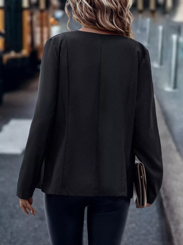 Solid Color Long Sleeve Outerwear