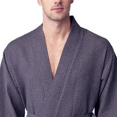 Waffle Spa Bathrobe for Men -  Absorbent, Lightweight