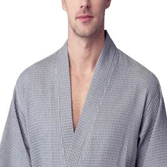 Waffle Spa Bathrobe for Men -  Absorbent, Lightweight